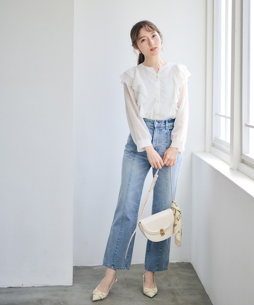 12Twelve Agenda(トゥエルブ アジェンダ)の「ステッチデザインストレートデニム(デニムパンツ・レディース・ブルー/グレー・S/M)」の7枚目の写真