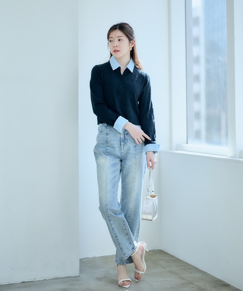 12Twelve Agenda(トゥエルブ アジェンダ)の「ステッチデザインストレートデニム(デニムパンツ・レディース・ブルー/グレー・S/M)」の19枚目の写真