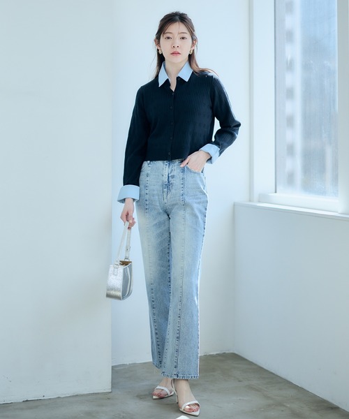12Twelve Agenda(トゥエルブ アジェンダ)の「ステッチデザインストレートデニム(デニムパンツ・レディース・ブルー/グレー・S/M)」の18枚目の写真
