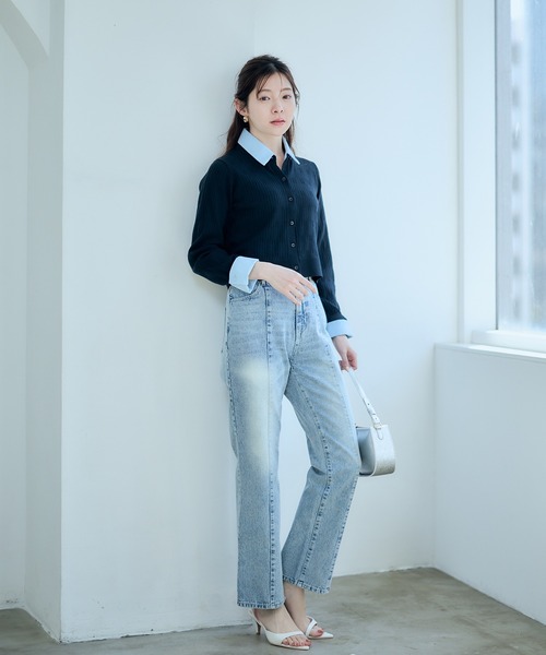 12Twelve Agenda(トゥエルブ アジェンダ)の「ステッチデザインストレートデニム(デニムパンツ・レディース・ブルー/グレー・S/M)」の20枚目の写真