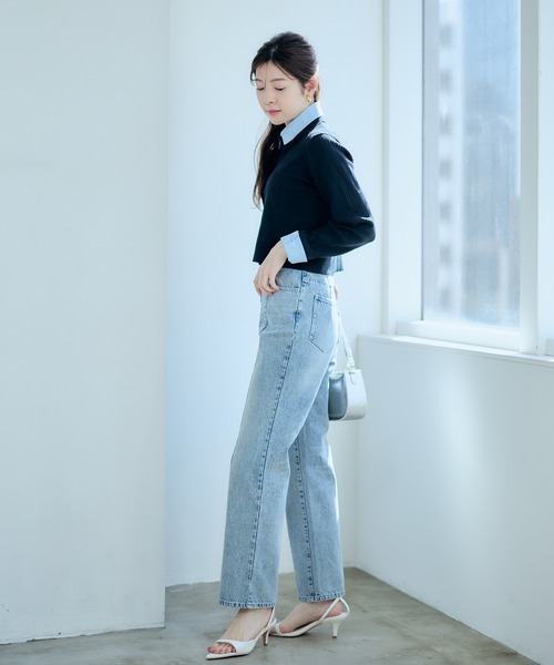 12Twelve Agenda(トゥエルブ アジェンダ)の「ステッチデザインストレートデニム(デニムパンツ・レディース・ブルー/グレー・S/M)」の21枚目の写真