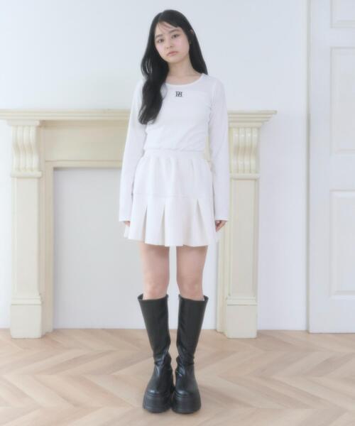 WEGO(ウィゴー)の「WEGO/【26年春新作】ワンポイントリブロンT(Tシャツ/カットソー・レディース・ブラック/ホワイト・FREE)」の3枚目の写真