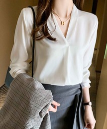 BACKYARD FAMILY（バックヤードファミリー）の「Vネックブラウス トップス オフイス mmvblouse23h（シャツ/ブラウス）」