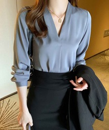 BACKYARD FAMILY（バックヤードファミリー）の「Vネックブラウス トップス オフイス mmvblouse23h（シャツ/ブラウス）」