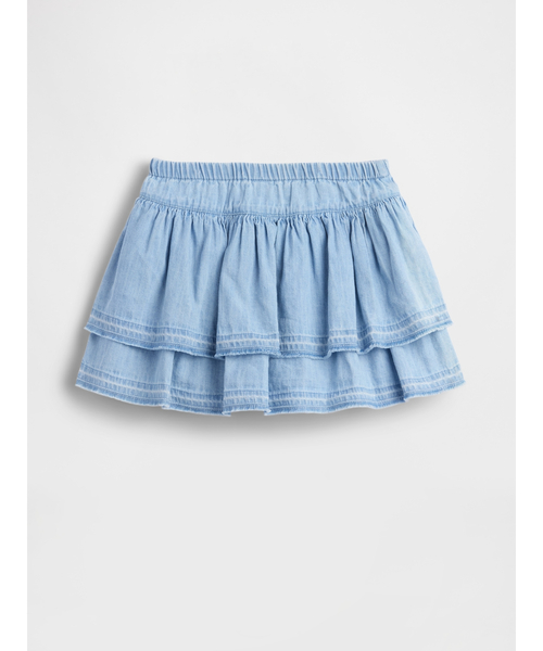 GAP(ギャップ)の「デニム ラッフルフリル ミニスカート・スコート (幼児・ベビー)(スカート・キッズ・ライトインディゴブルー・80cm/90cm/100cm/70cm/95cm/105cm/110cm)」の4枚目の写真