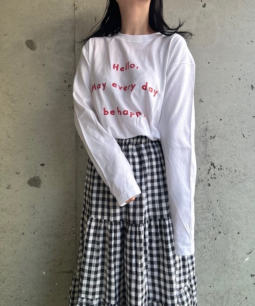 etta(エタ)の「ゆる文字ロンT/長袖Tシャツ(Tシャツ/カットソー・レディース・ホワイト・MEDIUM/SMALL/LARGE)」の3枚目の写真