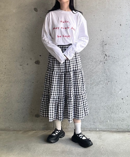 etta(エタ)の「ゆる文字ロンT/長袖Tシャツ(Tシャツ/カットソー・レディース・ホワイト・MEDIUM/SMALL/LARGE)」の4枚目の写真