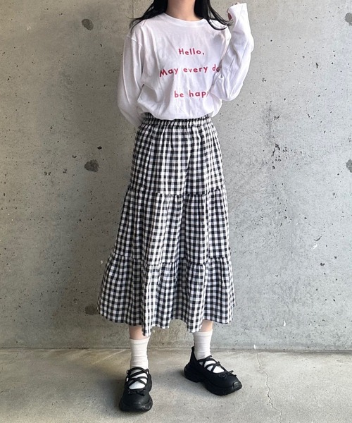 etta(エタ)の「ゆる文字ロンT/長袖Tシャツ(Tシャツ/カットソー・レディース・ホワイト・MEDIUM/SMALL/LARGE)」の6枚目の写真