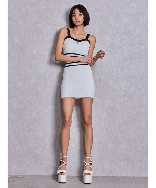 GYDA（ジェイダ）の「Symmetry GYDAパイルニットビスチェ（キャミソール・レディース・オレンジ/ブラック/オフホワイト・FREE）」の6枚目の写真