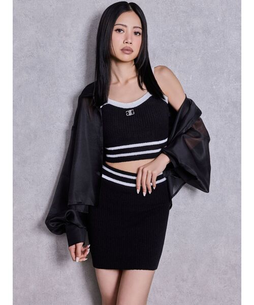 GYDA（ジェイダ）の「Symmetry GYDAパイルニットビスチェ（キャミソール・レディース・オレンジ/ブラック/オフホワイト・FREE）」の13枚目の写真