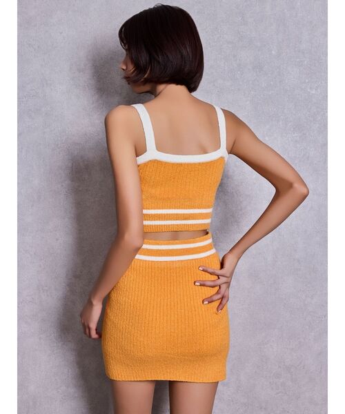 GYDA（ジェイダ）の「Symmetry GYDAパイルニットビスチェ（キャミソール・レディース・オレンジ/ブラック/オフホワイト・FREE）」の16枚目の写真