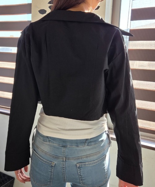 tolene(トレネ)の「2WAYで楽しむ!フロントダブルジップ クロップドシャツジャケット(シャツ/ブラウス・レディース・ホワイト/ブラック・FREE)」の21枚目の写真