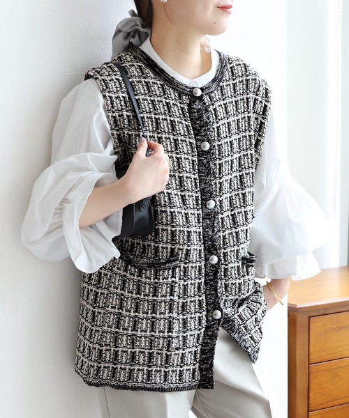 reca（レカ）の「ツィード調ニットベスト（ベスト・レディース・ブラック系その他・FREE）」の18枚目の写真