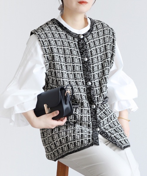 reca（レカ）の「ツィード調ニットベスト（ベスト・レディース・ブラック系その他・FREE）」の21枚目の写真