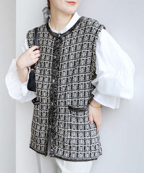 reca（レカ）の「ツィード調ニットベスト（ベスト・レディース・ブラック系その他・FREE）」の22枚目の写真
