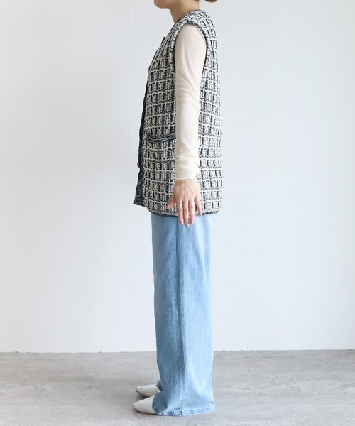 reca（レカ）の「ツィード調ニットベスト（ベスト・レディース・ブラック系その他・FREE）」の5枚目の写真