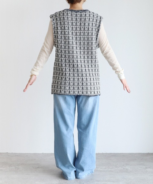 reca（レカ）の「ツィード調ニットベスト（ベスト・レディース・ブラック系その他・FREE）」の6枚目の写真