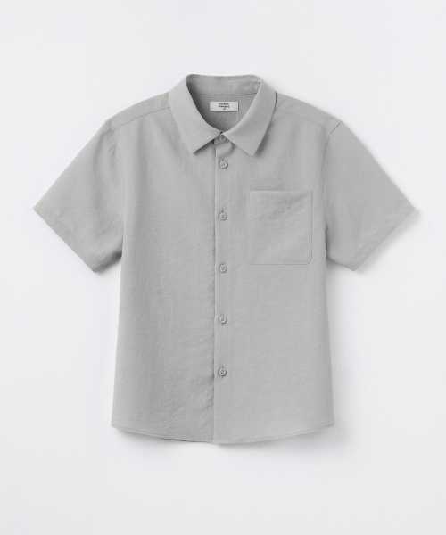 MUSINSA STANDARD KIDS（ムシンサスタンダードキッズ）の「リラックスドリネンライク半袖シャツ[ライトウォームグレー]（シャツ/ブラウス・レディース・その他・110/120/130/140/150/160）」の2枚目の写真