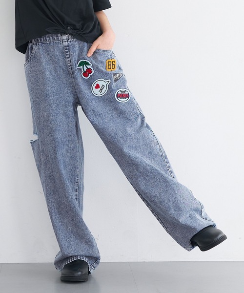 coca（coca）（コカ）の「キッズ　デニムワッペンパンツ（デニムパンツ・キッズ・ブルー/ブラック・120/130/140/150）」の4枚目の写真