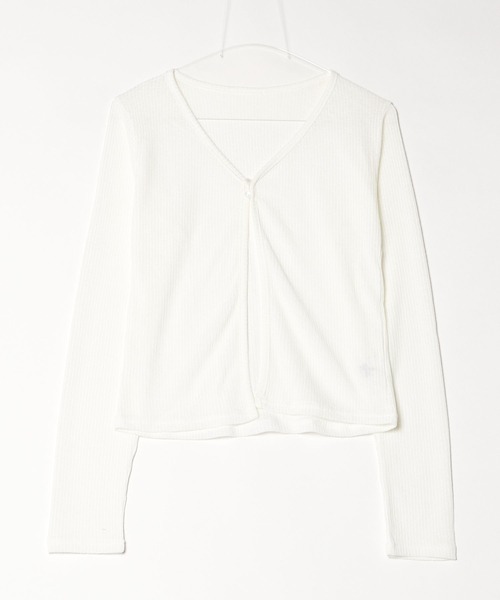 NUJOH(ヌゾ)の「Sheer Button Cardigan / シアーボタンカーディガン(カーディガン/ボレロ・レディース・ブルー/カーキ/アイボリー/ブラウン/ブラック/ライトピンク・FREE)」の7枚目の写真