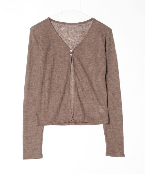 NUJOH(ヌゾ)の「Sheer Button Cardigan / シアーボタンカーディガン(カーディガン/ボレロ・レディース・ブルー/カーキ/アイボリー/ブラウン/ブラック/ライトピンク・FREE)」の8枚目の写真