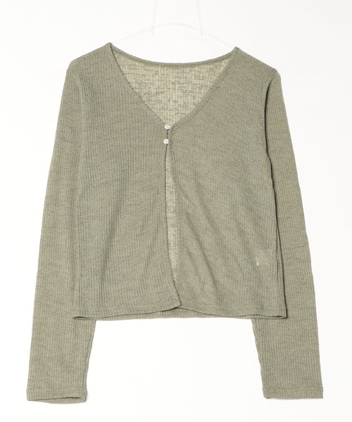 NUJOH(ヌゾ)の「Sheer Button Cardigan / シアーボタンカーディガン(カーディガン/ボレロ・レディース・ブルー/カーキ/アイボリー/ブラウン/ブラック/ライトピンク・FREE)」の12枚目の写真