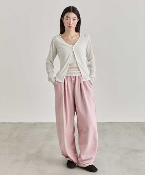 NUJOH(ヌゾ)の「Sheer Button Cardigan / シアーボタンカーディガン(カーディガン/ボレロ・レディース・ブルー/カーキ/アイボリー/ブラウン/ブラック/ライトピンク・FREE)」の20枚目の写真