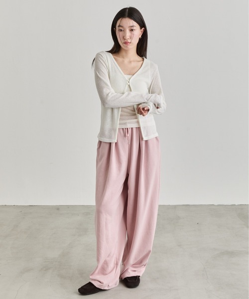 NUJOH(ヌゾ)の「Sheer Button Cardigan / シアーボタンカーディガン(カーディガン/ボレロ・レディース・ブルー/カーキ/アイボリー/ブラウン/ブラック/ライトピンク・FREE)」の22枚目の写真