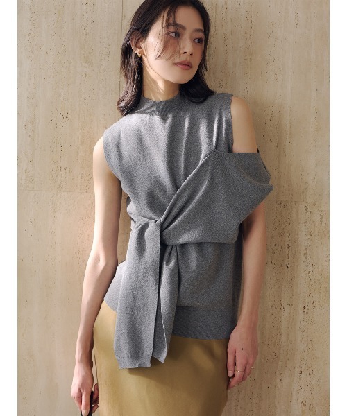 anuans（アニュアンス）の「アシメニュアンストップス（ニット/セーター・レディース・グレー/ホワイト/モカ・FREE）」の15枚目の写真