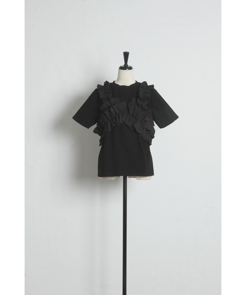 ARVELLIA（アルベリア）の「2WAY LAYERED RUFFLE TOP（Tシャツ/カットソー・レディース・ホワイト/ブラック・M）」の19枚目の写真