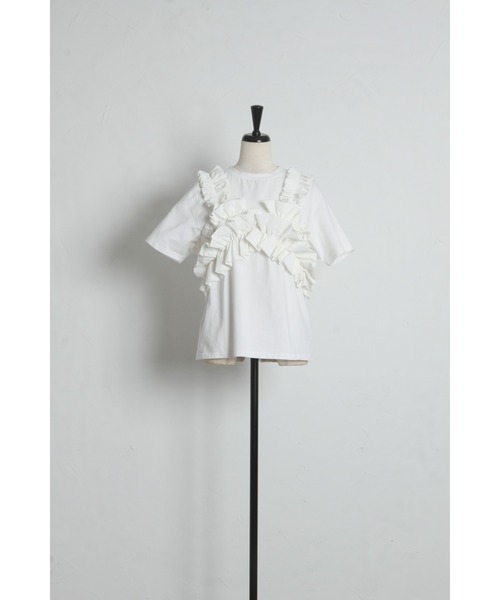 ARVELLIA（アルベリア）の「2WAY LAYERED RUFFLE TOP（Tシャツ/カットソー・レディース・ホワイト/ブラック・M）」の20枚目の写真