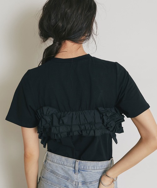 ARVELLIA（アルベリア）の「2WAY LAYERED RUFFLE TOP（Tシャツ/カットソー・レディース・ホワイト/ブラック・M）」の18枚目の写真