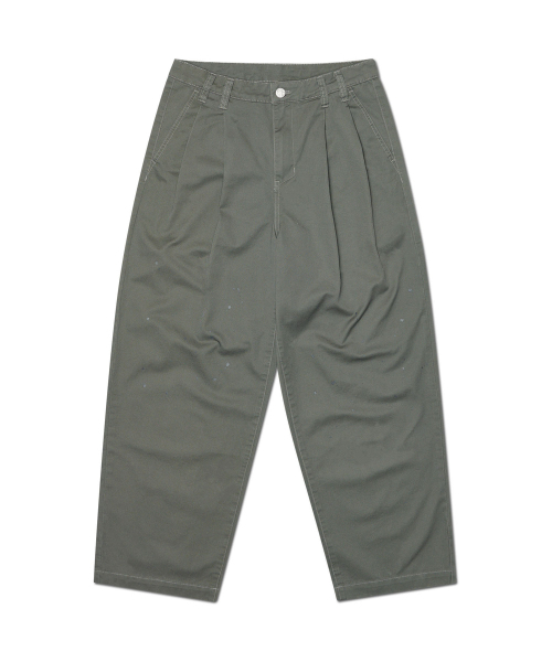 NOMANUAL(NOMANUAL)の「PAINTED TWO TUCK PANTS - KHAKI GRAY(その他パンツ・レディース・その他・SMALL/MEDIUM/LARGE/X-LARGE)」の1枚目の写真