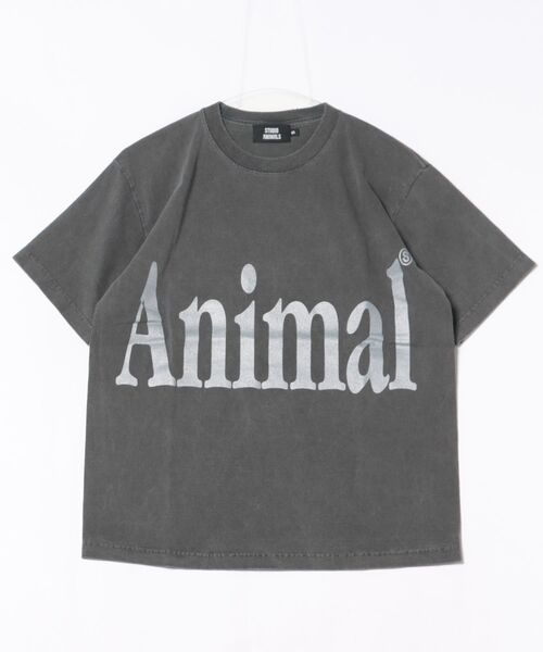 Bshop（ビショップ）の「STUDIO WEAREALLANIMALS | Animals Letter T-Shirt Solid Print（Tシャツ/カットソー・レディース・パープル系その他/ブラック系その他/Nat・S）」の2枚目の写真