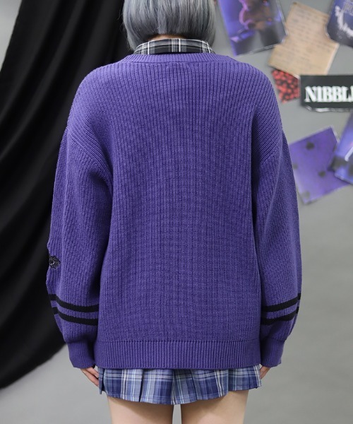 NIBBLE POISON(ニブルポイズン)の「刺繍ワッペンスクールCD(カーディガン/ボレロ・レディース・パープル/ブラック・MEDIUM)」の16枚目の写真