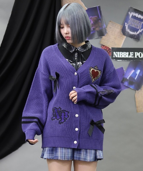 NIBBLE POISON(ニブルポイズン)の「刺繍ワッペンスクールCD(カーディガン/ボレロ・レディース・パープル/ブラック・MEDIUM)」の18枚目の写真