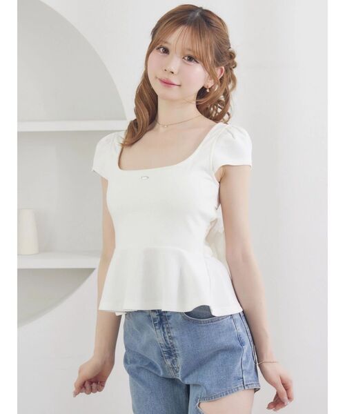 EATME（イートミー）の「BACKリボンペプラムTOP（Tシャツ/カットソー・レディース・レッド/ブラック/オフホワイト・FREE）」の15枚目の写真