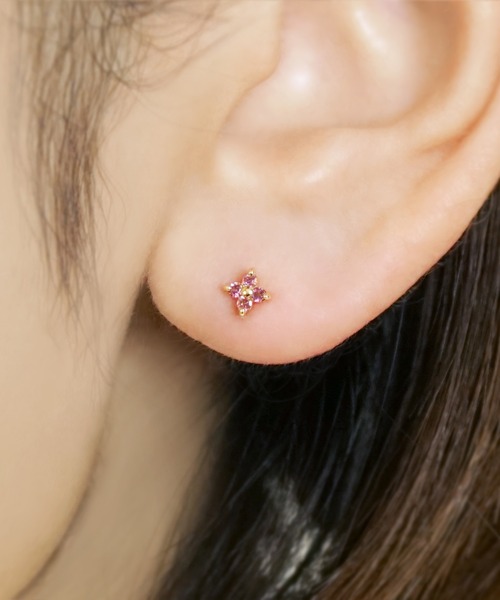 TAKE-UP（テイクアップ）の「【 Solo Pierce】[ セカンドピアス] K18ピンクトルマリン ハーフピアス（ピアス（片耳用）・レディース・イエローゴールド・FREE）」の2枚目の写真