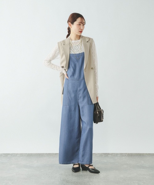 GLOBAL WORK(グローバルワーク)の「エアリーリラックスデニムキャミサロペ/656215(サロペット/オーバーオール・レディース・ブルー/ブラック・MEDIUM/LARGE)」の2枚目の写真