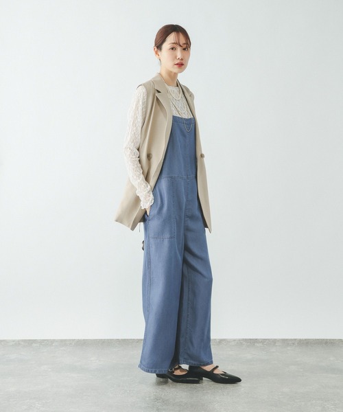 GLOBAL WORK(グローバルワーク)の「エアリーリラックスデニムキャミサロペ/656215(サロペット/オーバーオール・レディース・ブルー/ブラック・MEDIUM/LARGE)」の6枚目の写真