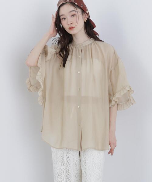 N.（N. Natural Beauty Basic）（エヌエヌナチュラルビューティーベーシック）の「バタフライスリーブブラウス（シャツ/ブラウス・レディース・オフホワイト/ベージュ/ブルー・FREE）」の4枚目の写真