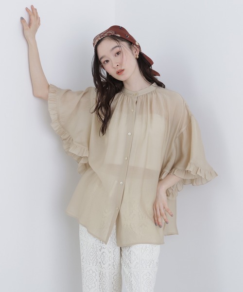 N.（N. Natural Beauty Basic）（エヌエヌナチュラルビューティーベーシック）の「バタフライスリーブブラウス（シャツ/ブラウス・レディース・オフホワイト/ベージュ/ブルー・FREE）」の2枚目の写真