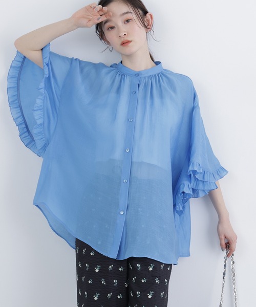 N.（N. Natural Beauty Basic）（エヌエヌナチュラルビューティーベーシック）の「バタフライスリーブブラウス（シャツ/ブラウス・レディース・オフホワイト/ベージュ/ブルー・FREE）」の3枚目の写真