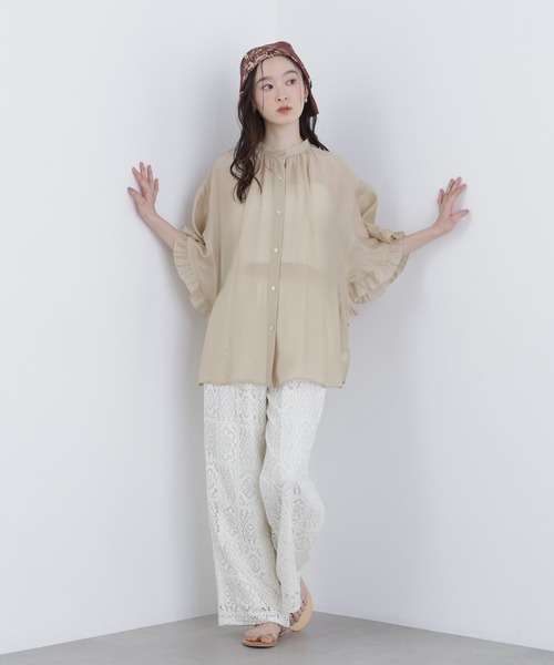 N.（N. Natural Beauty Basic）（エヌエヌナチュラルビューティーベーシック）の「バタフライスリーブブラウス（シャツ/ブラウス・レディース・オフホワイト/ベージュ/ブルー・FREE）」の4枚目の写真