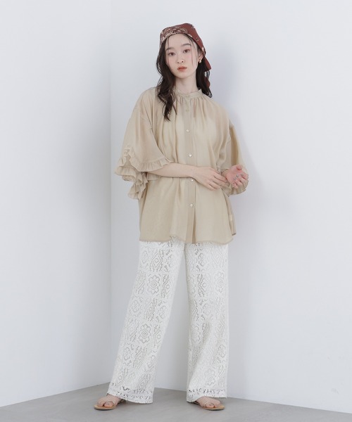 N.（N. Natural Beauty Basic）（エヌエヌナチュラルビューティーベーシック）の「バタフライスリーブブラウス（シャツ/ブラウス・レディース・オフホワイト/ベージュ/ブルー・FREE）」の5枚目の写真