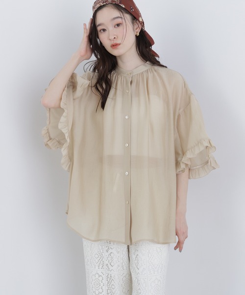 N.（N. Natural Beauty Basic）（エヌエヌナチュラルビューティーベーシック）の「バタフライスリーブブラウス（シャツ/ブラウス・レディース・オフホワイト/ベージュ/ブルー・FREE）」の7枚目の写真