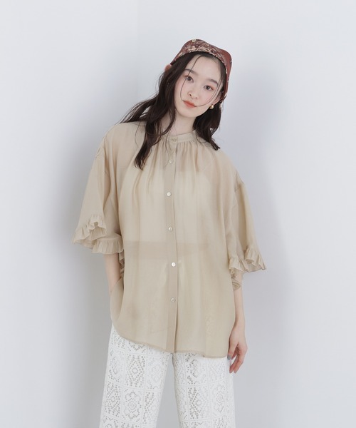 N.（N. Natural Beauty Basic）（エヌエヌナチュラルビューティーベーシック）の「バタフライスリーブブラウス（シャツ/ブラウス・レディース・オフホワイト/ベージュ/ブルー・FREE）」の8枚目の写真