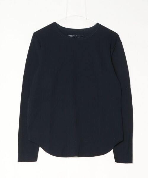 quadro（クオドロ）の「スーピマ接結ニット長袖クルーネックプルオーバー（Tシャツ/カットソー・レディース・ダークネイビー/サンドベージュ・FREE）」の2枚目の写真