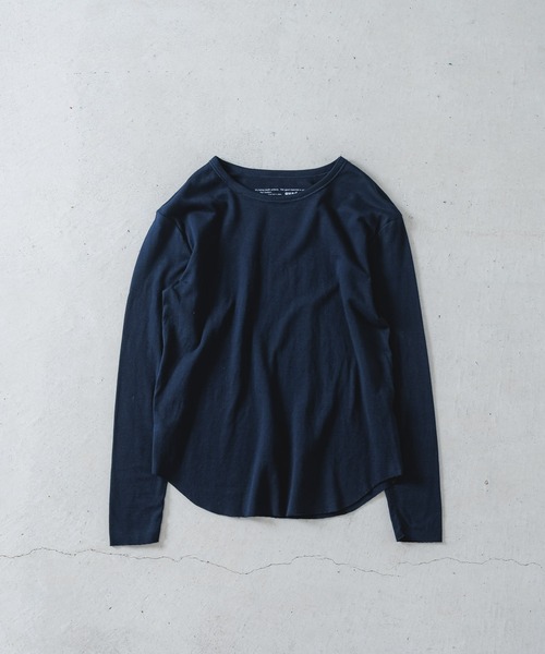 quadro(クオドロ)の「スーピマ接結ニット長袖クルーネックプルオーバー(Tシャツ/カットソー・レディース・ダークネイビー/サンドベージュ/ブルーグレー・FREE)」の3枚目の写真