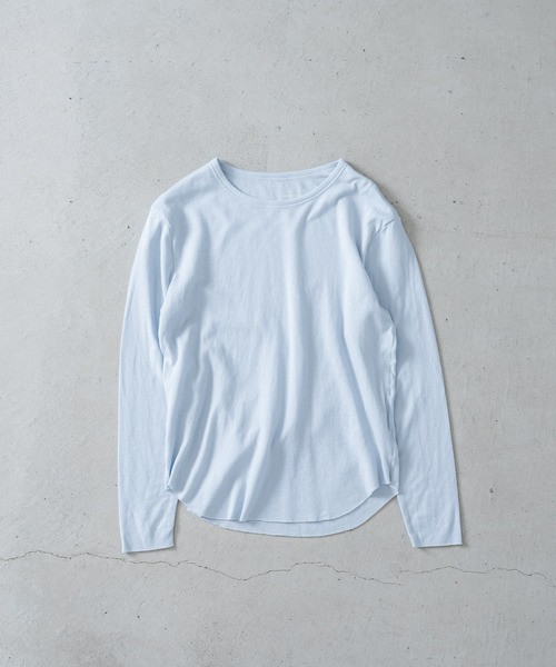quadro(クオドロ)の「スーピマ接結ニット長袖クルーネックプルオーバー(Tシャツ/カットソー・レディース・ダークネイビー/サンドベージュ/ブルーグレー・FREE)」の2枚目の写真